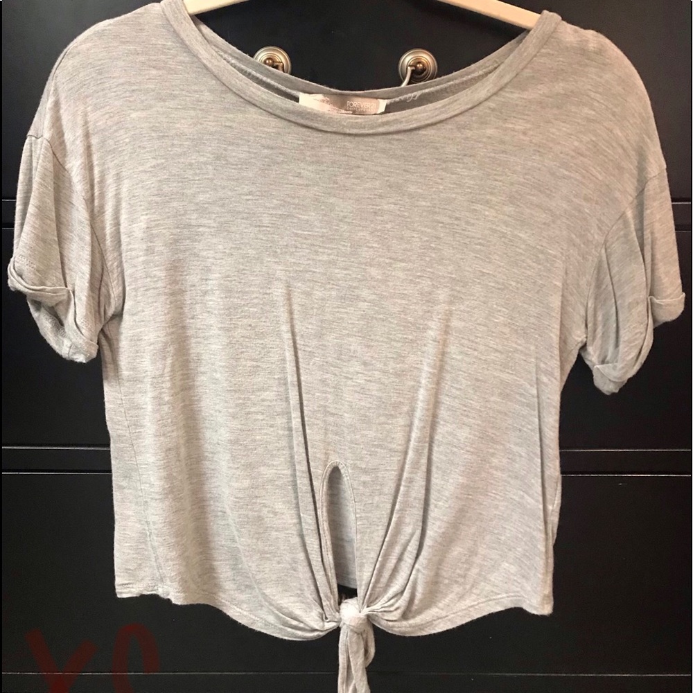 Grey Tied Crop Top